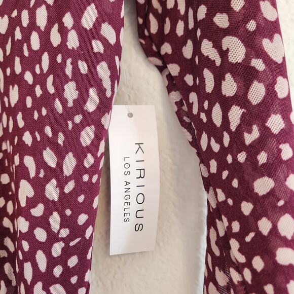 Kirious Los Angeles Womens Size Small‎ Maroon/White Animal Print Shear Shirt - Picture 3 of 6